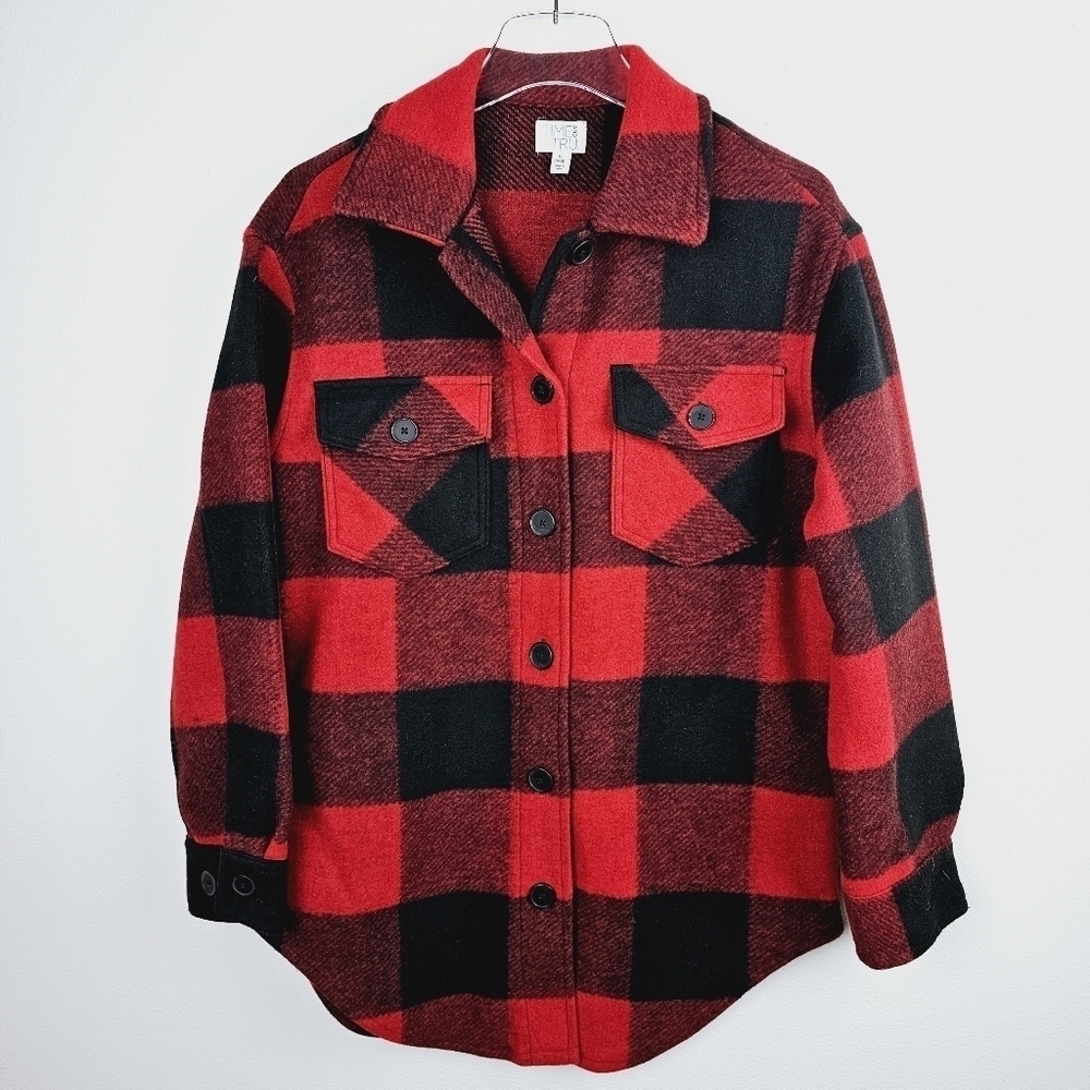 Time & Tru Buffalo Check Fleece Shirt Shacket NWT, size Small